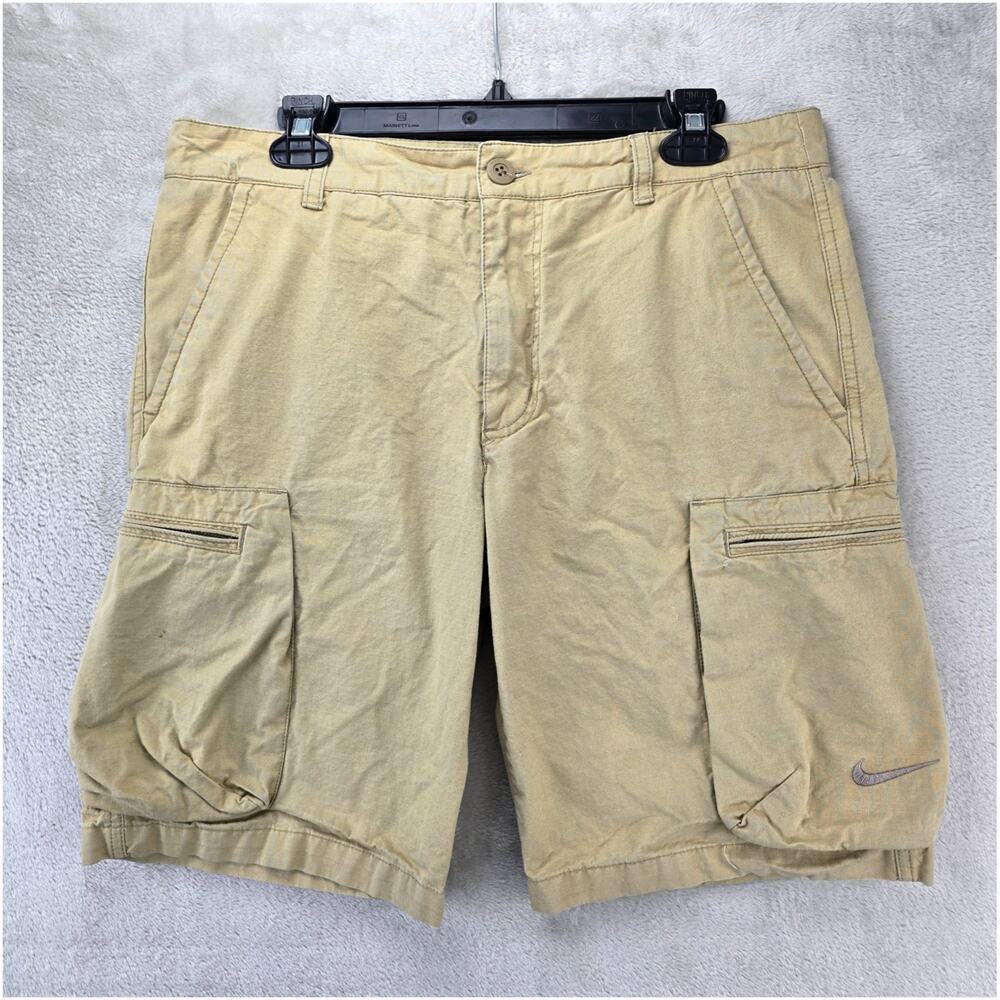Nike Cargo Shorts Men's 32 Beige Woven Light Kaki Ripstop Casual 613644-235 Y2K